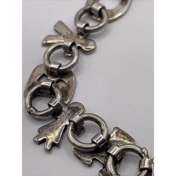 Mexico 925 Silver Enamel ABC Teacher Children Kids Chain Bracelet Vintage A277 - Picture 9 of 16